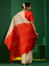 Aruna Cream and Red Soft Silk Bhagalpur Saree with Blouse Fabric